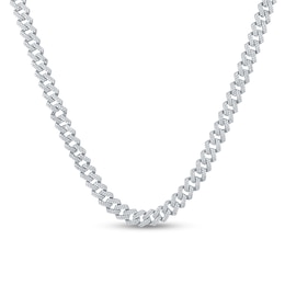 8.20 CT. T.W. Diamond Curb Chain Necklace in Hollow 10K White Gold - 22”