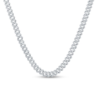 8.20 CT. T.W. Diamond Curb Chain Necklace in Hollow 10K White Gold - 22”