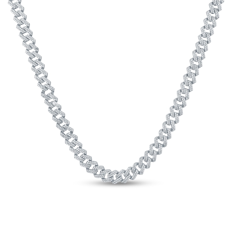 8.20 CT. T.W. Diamond Curb Chain Necklace in Hollow 10K White Gold - 22”