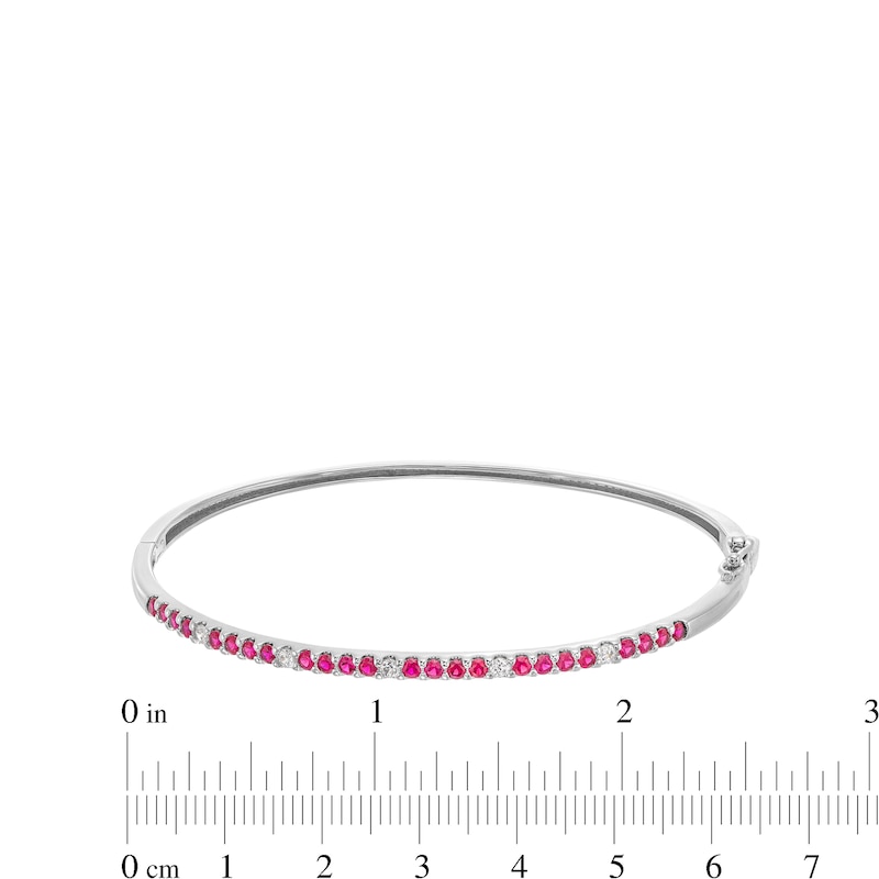 Certified Ruby and 0.15 CT. T.W. Diamond Alternating Bangle in 10K White Gold|Peoples Jewellers