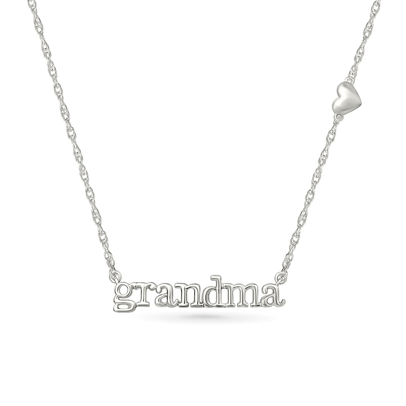 Lowercase "grandma" with Heart Necklace in 10K White Gold|Peoples Jewellers