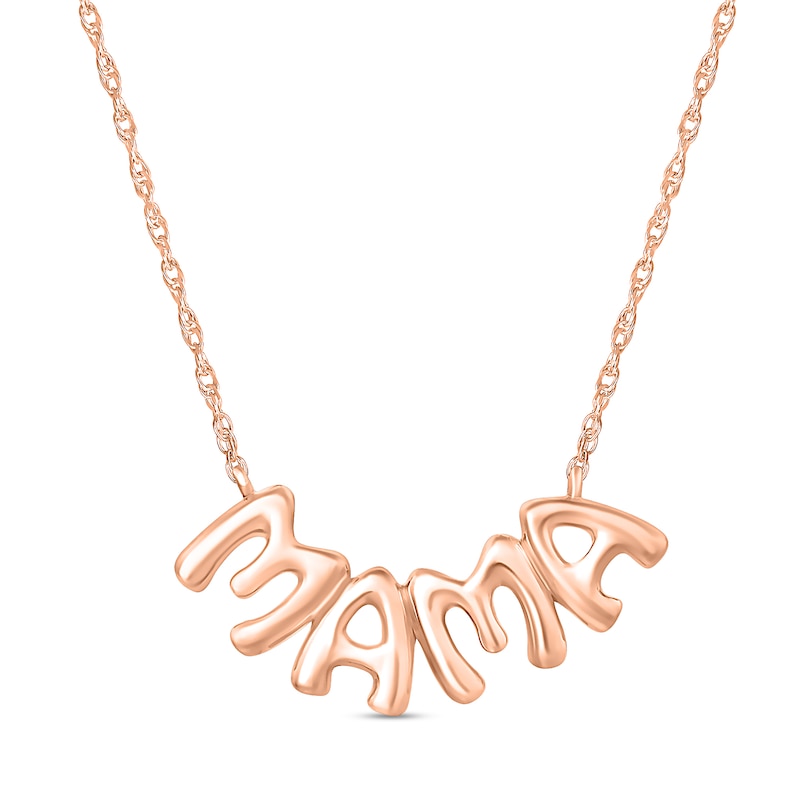 Puffed "MAMA" Necklace in 10K Rose Gold|Peoples Jewellers