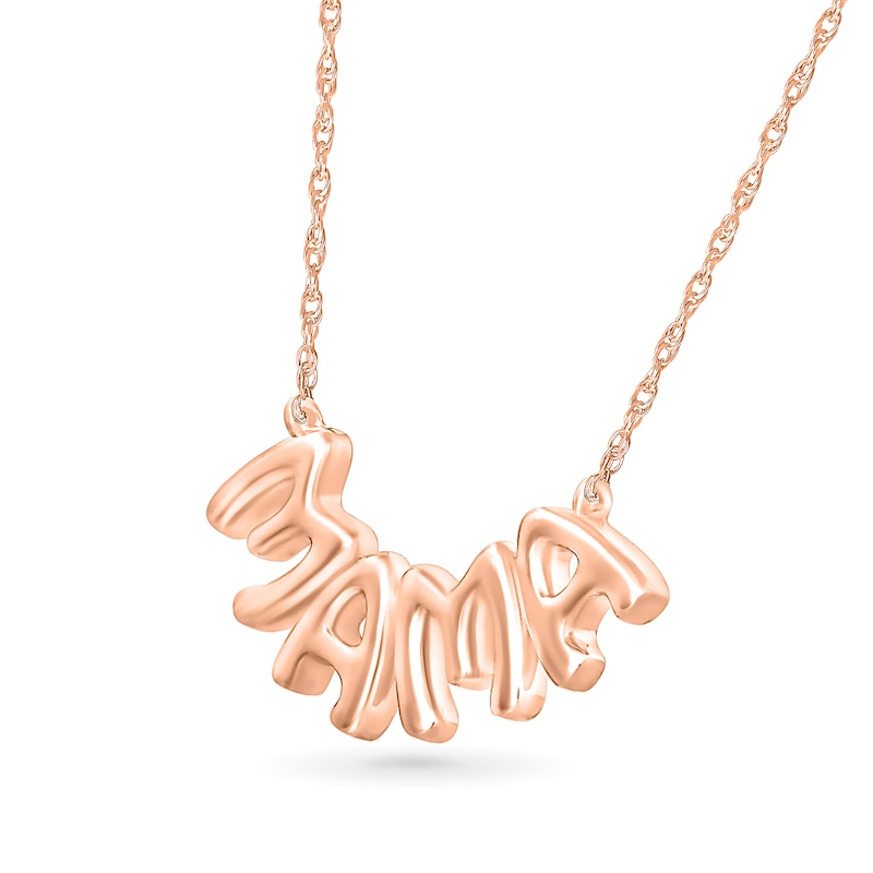 Puffed "MAMA" Necklace in 10K Rose Gold|Peoples Jewellers