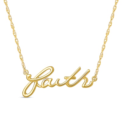 Lowercase Cursive "faith" Necklace in 10K Gold