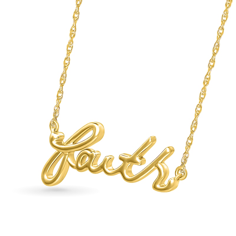 Lowercase Cursive "faith" Necklace in 10K Gold