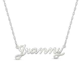 Lowercase Cursive "grammy" Necklace in 10K White Gold