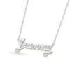 Lowercase Cursive "grammy" Necklace in 10K White Gold