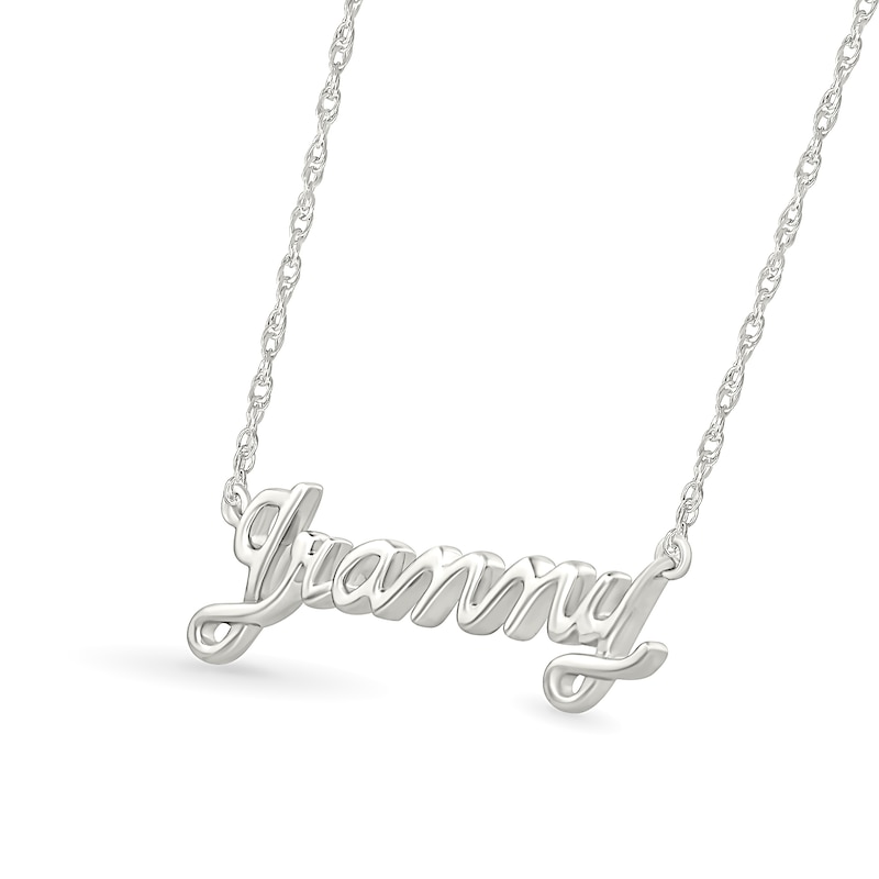 Lowercase Cursive "grammy" Necklace in 10K White Gold|Peoples Jewellers