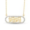 0.085 CT. T.W. Diamond Chinese "Mom" Open Oval Frame Necklace in 10K Gold