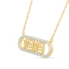 0.085 CT. T.W. Diamond Chinese "Mom" Open Oval Frame Necklace in 10K Gold