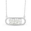 Thumbnail Image 0 of 0.085 CT. T.W. Diamond Chinese "Mom" Open Oval Frame Necklace in Sterling Silver