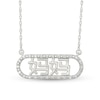 Thumbnail Image 0 of 0.085 CT. T.W. Diamond Chinese "Mom" Open Oval Frame Necklace in 10K White Gold