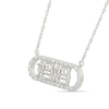 Thumbnail Image 1 of 0.085 CT. T.W. Diamond Chinese "Mom" Open Oval Frame Necklace in 10K White Gold