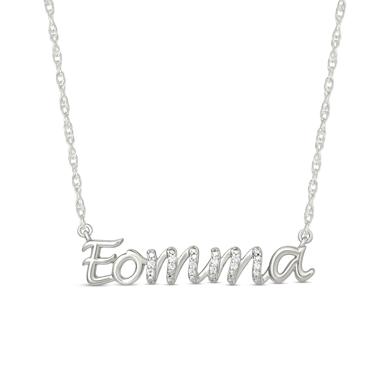 Main Image 1 of 0.04 CT. T.W. Diamond Korean &quot;Eomma&quot; Necklace in 10K White Gold