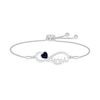 Thumbnail Image 0 of 5.0mm Heart-Shaped Blue Lab-Created Sapphire "MOM" Infinity Bolo Bracelet in Sterling Silver - 9"