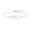 Thumbnail Image 0 of 5.0mm Heart-Shaped Pink Lab-Created Sapphire "MOM" Infinity Bolo Bracelet in Sterling Silver - 9"