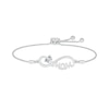 Thumbnail Image 1 of 5.0mm Heart-Shaped White Lab-Created Sapphire &quot;MOM&quot; Infinity Bolo Bracelet in Sterling Silver - 9&quot;