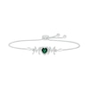 Thumbnail Image 0 of 6.0mm Heart-Shaped Lab-Created Emerald and White Lab-Created Sapphire "MOM" Bolo Bracelet in Sterling Silver - 9"