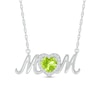 Thumbnail Image 0 of 6.0mm Heart-Shaped Peridot and White Lab-Created Sapphire "MOM" Necklace in Sterling Silver