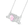 Thumbnail Image 1 of 6.0mm Heart-Shaped Pink and White Lab-Created Sapphire "MOM" Necklace in Sterling Silver