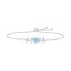 6.0mm Heart-Shaped Swiss Blue Topaz and White Lab-Created Sapphire "MOM" Bolo Bracelet in Sterling Silver - 9"