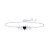 Thumbnail Image 0 of 6.0mm Heart-Shaped Blue and White Lab-Created Sapphire "MOM" Bolo Bracelet in Sterling Silver - 9"