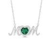 Thumbnail Image 0 of 6.0mm Heart-Shaped Lab-Created Emerald and White Lab-Created Sapphire "MOM" Necklace in Sterling Silver