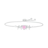 Thumbnail Image 0 of 6.0mm Heart-Shaped Pink and White Lab-Created Sapphire "MOM" Bolo Bracelet in Sterling Silver - 9"