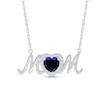 Thumbnail Image 0 of 6.0mm Heart-Shaped Blue and White Lab-Created Sapphire "MOM" Necklace in Sterling Silver