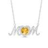 Thumbnail Image 0 of 6.0mm Heart-Shaped Citrine and White Lab-Created Sapphire "MOM" Necklace in Sterling Silver