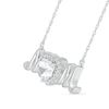 Thumbnail Image 2 of 6.0mm Heart-Shaped White Lab-Created Sapphire &quot;MOM&quot; Necklace in Sterling Silver