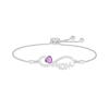 5.0mm Heart-Shaped Amethyst "MOM" Infinity Bolo Bracelet in Sterling Silver - 9"