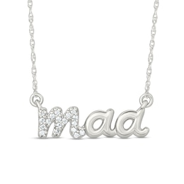 0.04 CT. T.W. Diamond &quot;maa&quot; Script Necklace in 10K White Gold