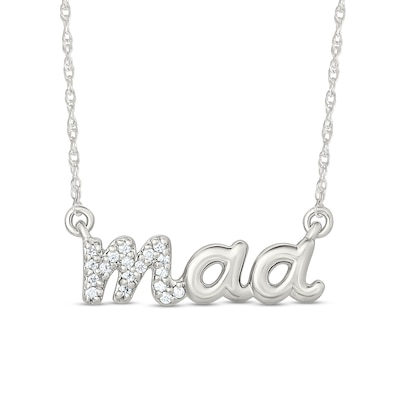 0.04 CT. T.W. Diamond "maa" Script Necklace in Sterling Silver