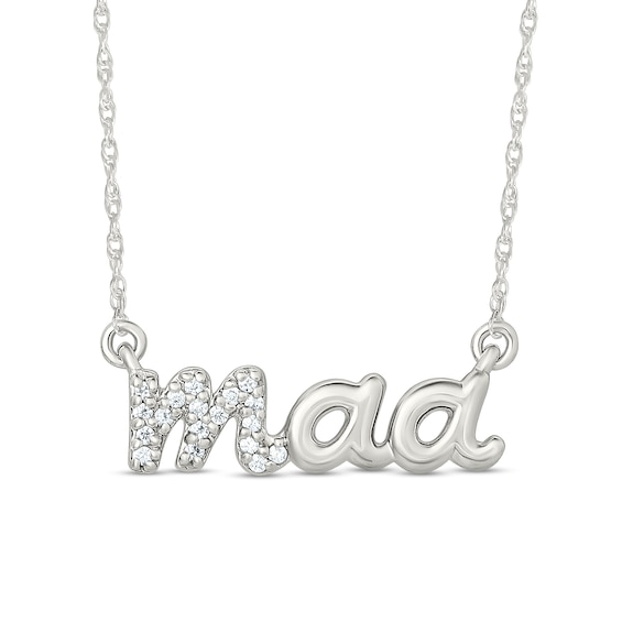 0.04 CT. T.W. Diamond "maa" Script Necklace in Sterling Silver