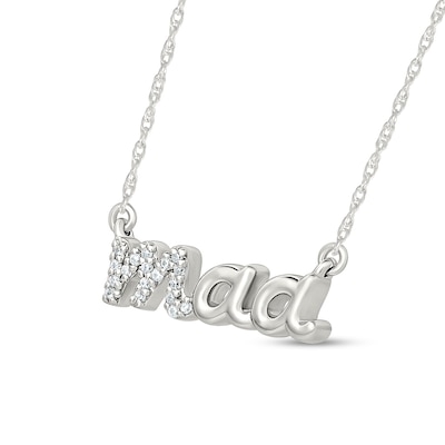 0.04 CT. T.W. Diamond "maa" Script Necklace in Sterling Silver