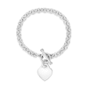 Thumbnail Image 0 of 6.0mm Link Chain with Heart Charm Toggle Bracelet in Hollow Sterling Silver - 7.25"