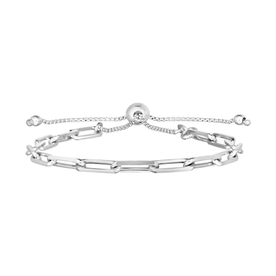 3.8mm Paper Clip-Style Chain-Link Bolo Bracelet in Hollow Sterling Silver - 9.25"