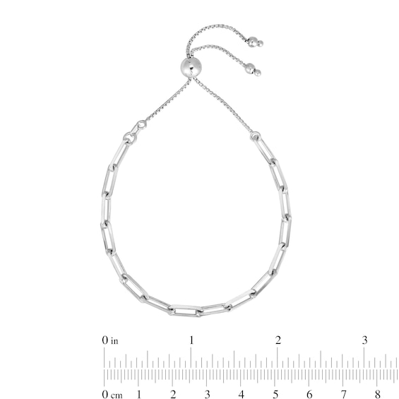 3.8mm Paper Clip-Style Chain-Link Bolo Bracelet in Hollow Sterling Silver - 9.25"