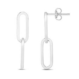 Paper Clip Chain Drop Earrings in Sterling Silver