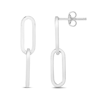 Paper Clip Chain Drop Earrings in Sterling Silver