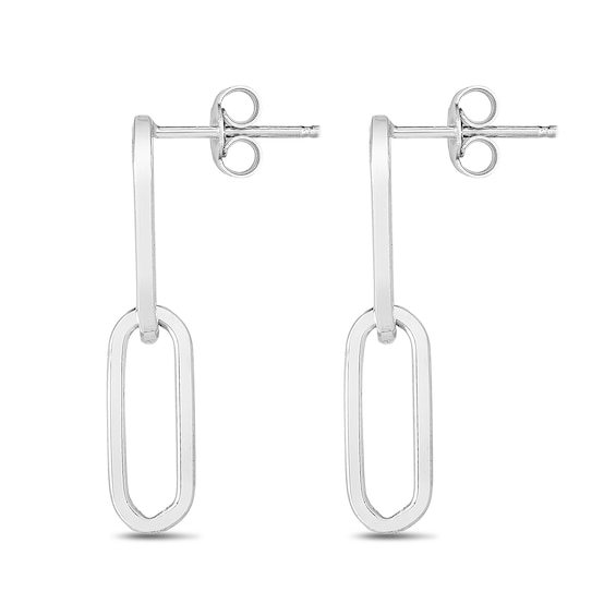 Paper Clip Chain Drop Earrings in Sterling Silver