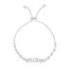 Script "mom" Bead Station Bolo Bracelet in Hollow Sterling Silver - 9.25"