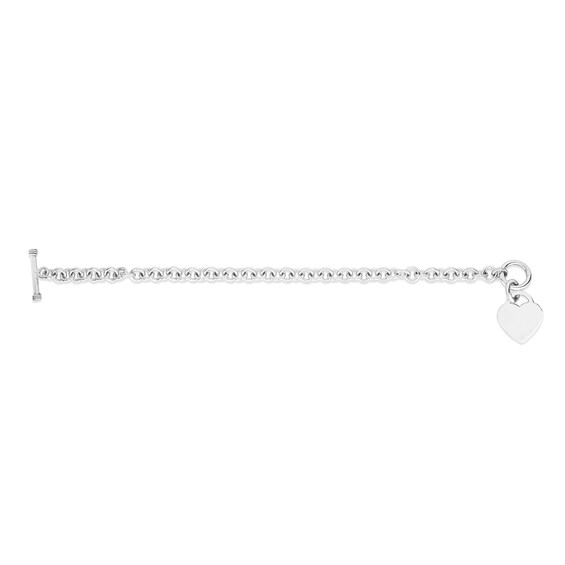 6.0mm Link Chain with Heart Charm Toggle Necklace in Hollow Sterling Silver - 18"