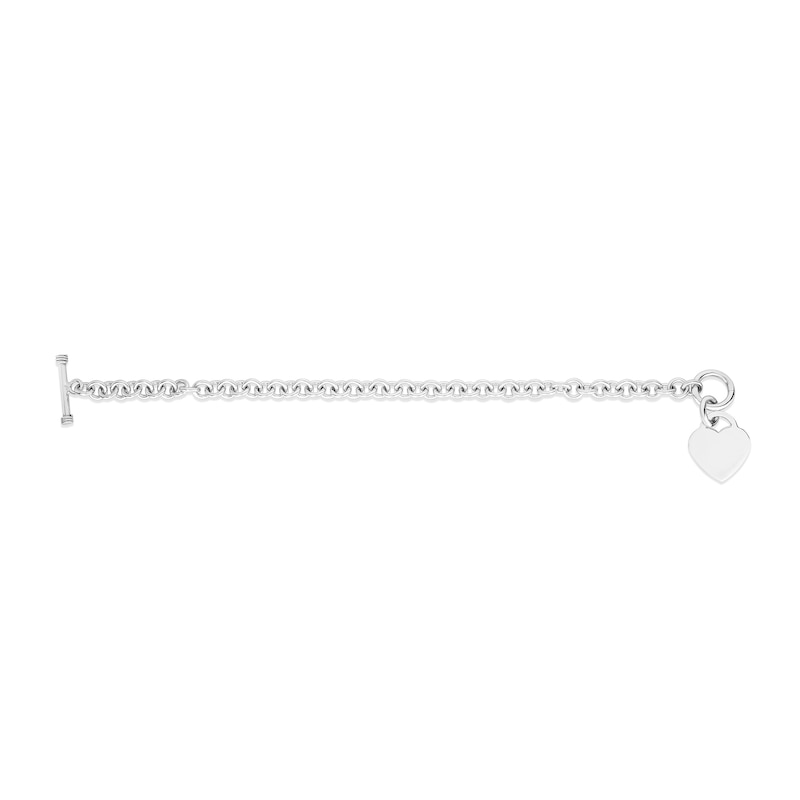 6.0mm Link Chain with Heart Charm Toggle Necklace in Hollow Sterling Silver - 18"