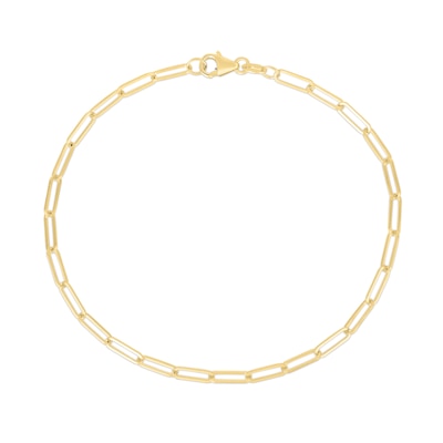 2.5mm Paper Clip Chain Bracelet in Hollow 10K Gold