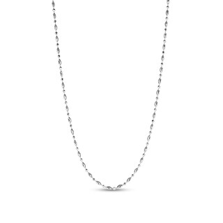 2.5mm Diamond-Cut Oval and Round Brilliance Bead Chain Necklace in Solid Sterling Silver - 18"