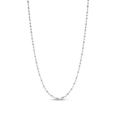 2.5mm Diamond-Cut Oval and Round Brilliance Bead Chain Necklace in Solid Sterling Silver - 18"