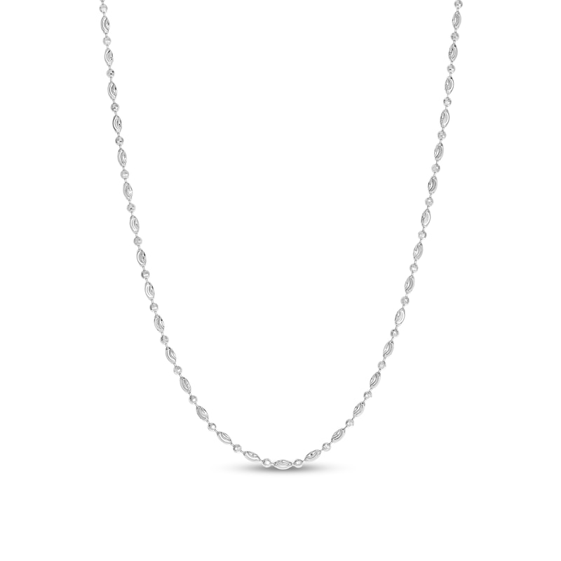 2.5mm Diamond-Cut Oval and Round Brilliance Bead Chain Necklace in Solid Sterling Silver - 18"