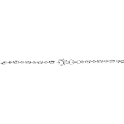 2.5mm Diamond-Cut Oval and Round Brilliance Bead Chain Necklace in Solid Sterling Silver - 18"